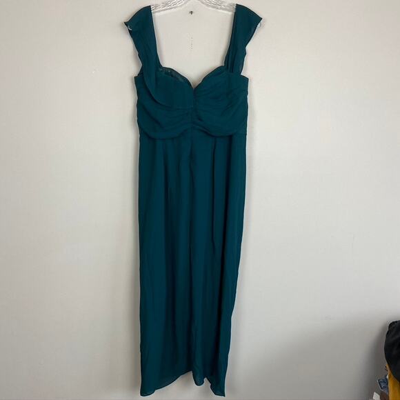 City Chic Va Va Voom Dress in emerald off the shoulder ruched ruffle size 14 - Picture 5 of 6